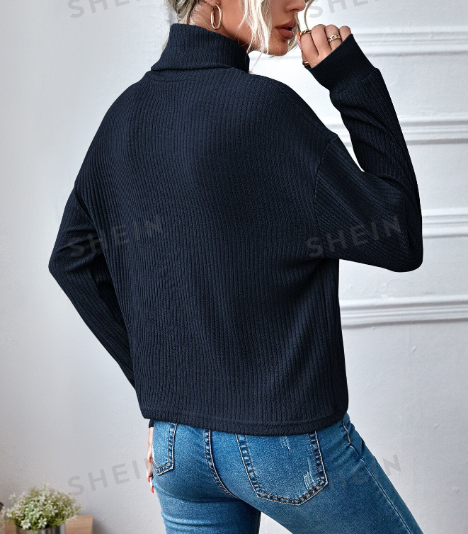 🔵 Top Tejido de Canalé con Cuello Embudo