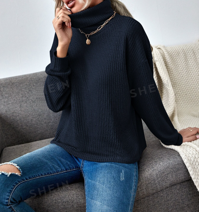 🔵 Top Tejido de Canalé con Cuello Embudo