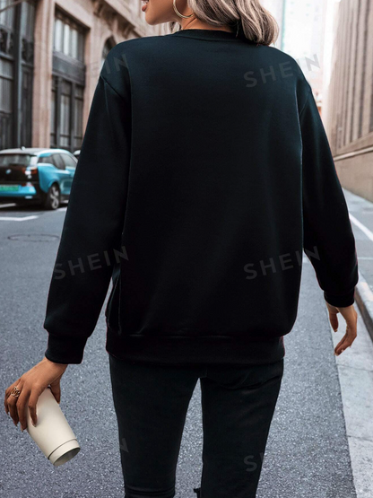 🖤 Sudadera de Cuello Redondo con Diseño de Corazón y Mariposas