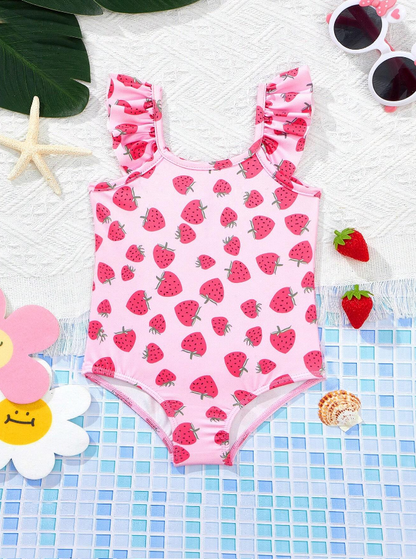 Bañador de Una Pieza con Estampado de Fresas