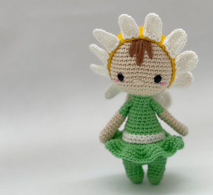 🌼 Hada Margarita – Amigurumi Floral Hecho a Mano