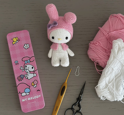 🐰🎀 Muñeca Conejita Rosa Inspiración My Melody – Amigurumi Hecho a Mano