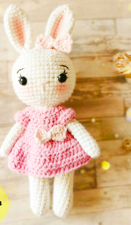 🎀 Conejita con Vestido Rosa – Amigurumi Hecho a Mano
