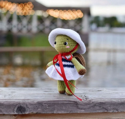 🐢 Tortuguita con Vestido y Sombrero – Amigurumi Hecho a Mano