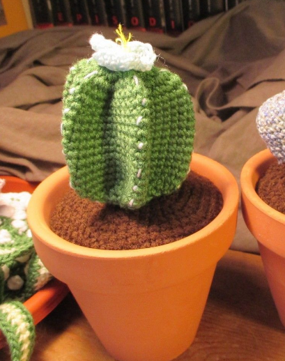 🌵 Cactus Verde con Flor Blanca en Macetero – Amigurumi Hecho a Mano