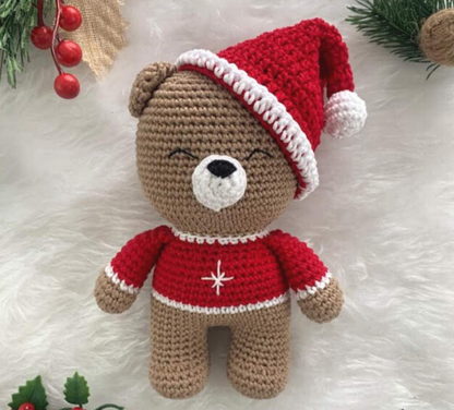 🎅 Osito Navideño con Gorro – Amigurumi Hecho a Mano