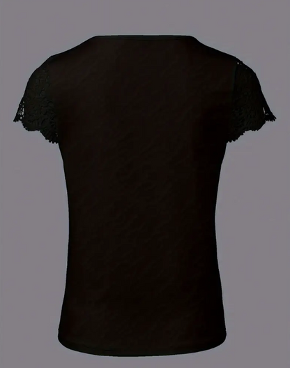 🖤 Blusa Cuello V con Mangas Encaje