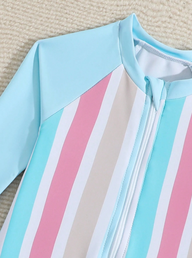 🌈 Traje de Baño Bebé “Rayas Pastel”