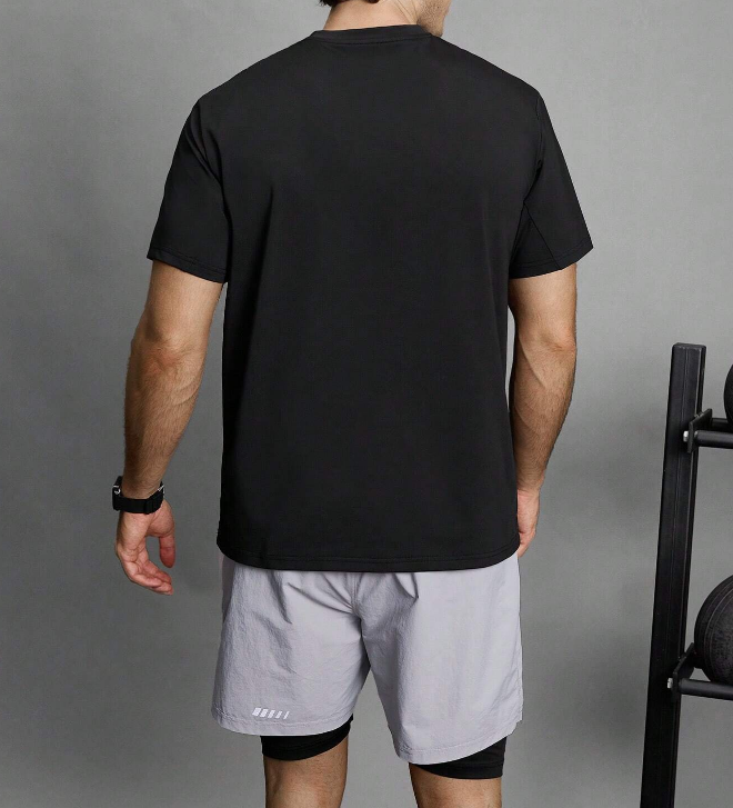 Camiseta Deportiva Hombre – “RUN” Negra