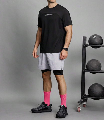 Camiseta Deportiva Hombre – “RUN” Negra