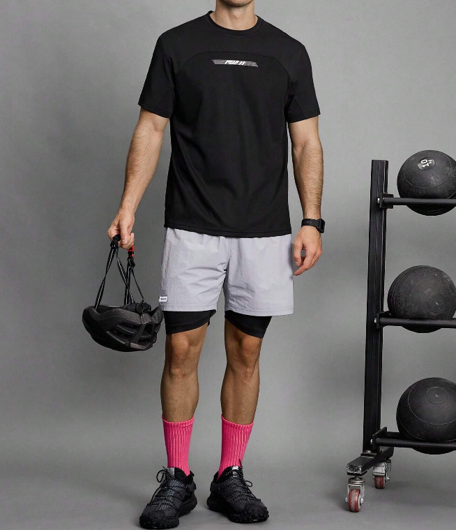 Camiseta Deportiva Hombre – “RUN” Negra