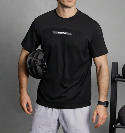 Camiseta Deportiva Hombre – “RUN” Negra