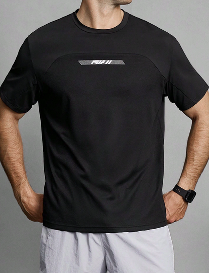 Camiseta Deportiva Hombre – “RUN” Negra