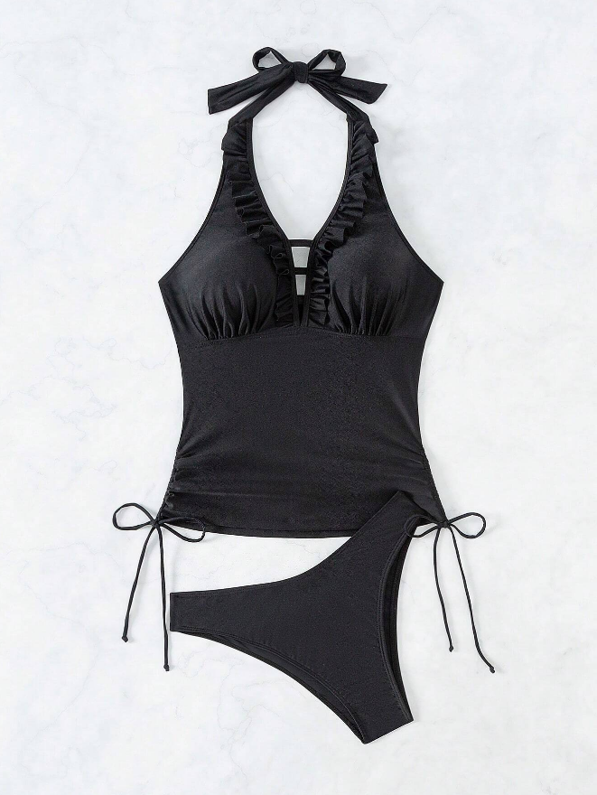 🖤 Bikini con Volantes y Hombros Descubiertos