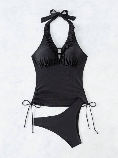 🖤 Bikini con Volantes y Hombros Descubiertos