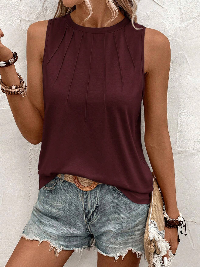 🍷 Top de Tirantes Plisado, Simple y Liso para Mujer