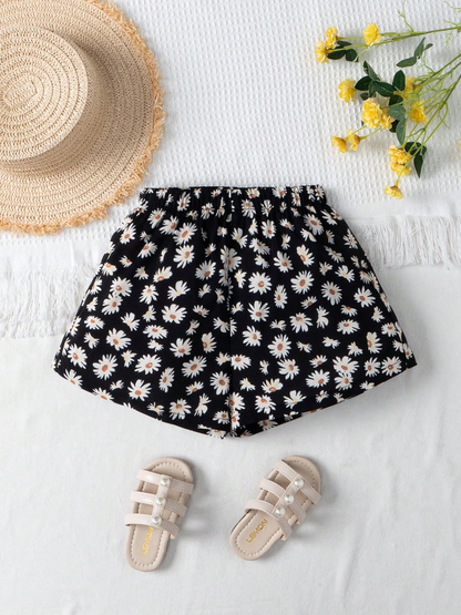🌼 Shorts Infantiles – Margaritas Pierna Ancha