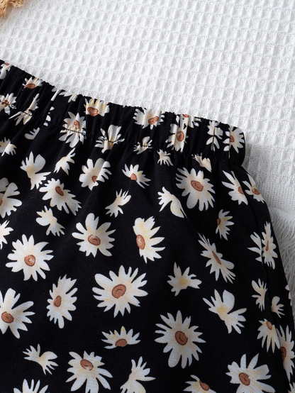 🌼 Shorts Infantiles – Margaritas Pierna Ancha