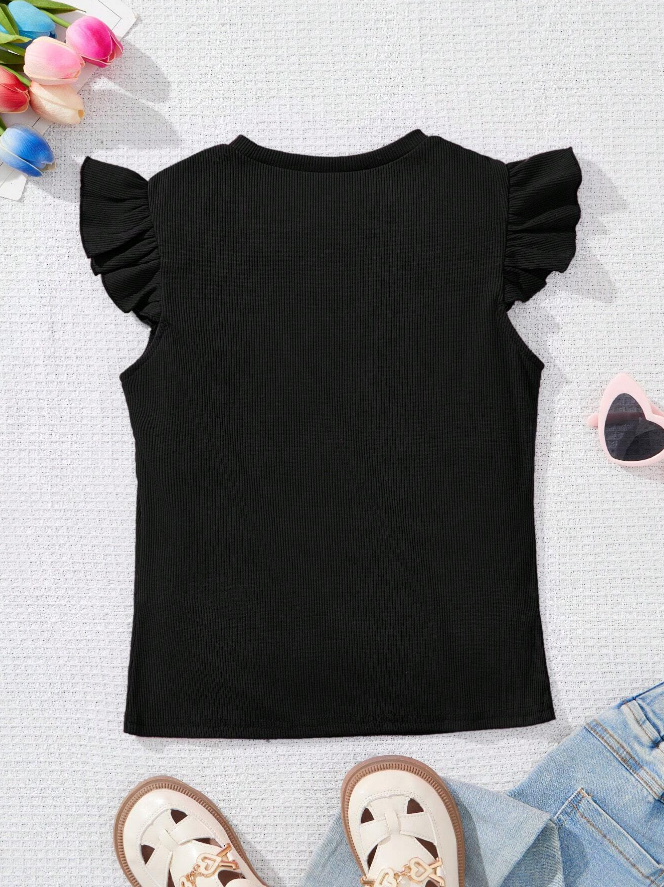 🖤 Top Infantil – Volantes Romántico