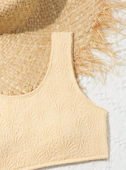 🐚 Bikini Infantil – Textura de Concha / Jacquard Minimalista