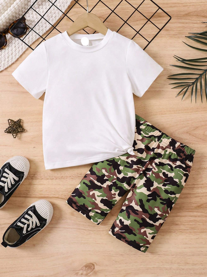🧢 Set Casual Infantil – Camiseta + Shorts Camuflaje