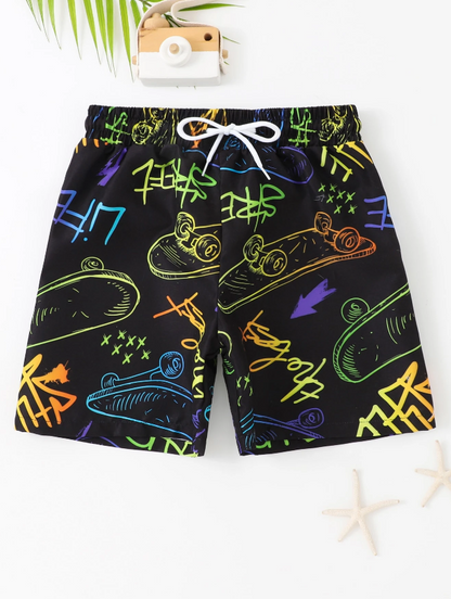 🛹 Shorts de Natación Infantil – Skate & Letra