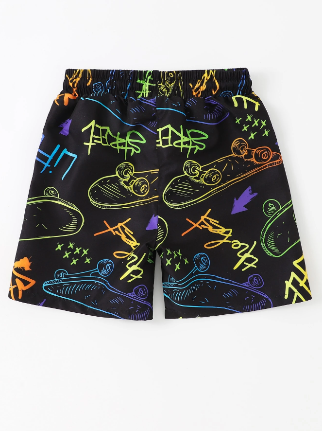 🛹 Shorts de Natación Infantil – Skate & Letra