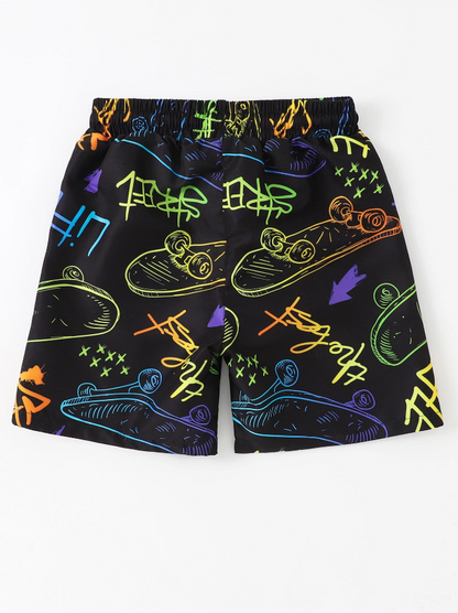 🛹 Shorts de Natación Infantil – Skate & Letra