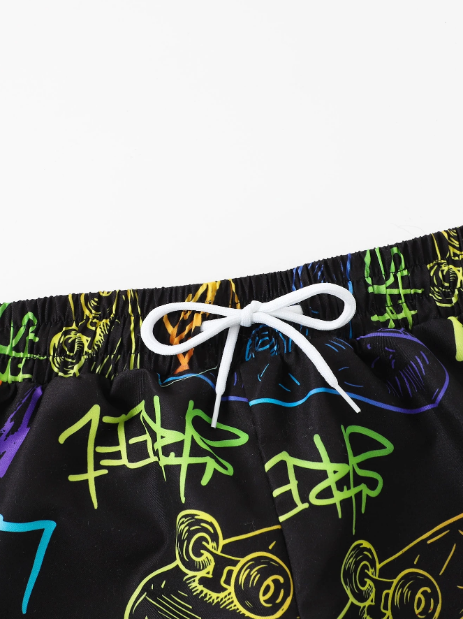 🛹 Shorts de Natación Infantil – Skate & Letra