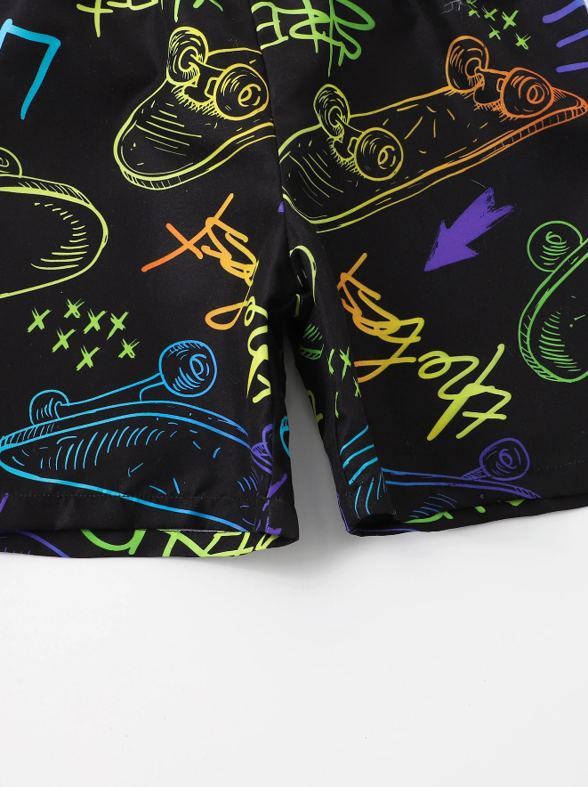 🛹 Shorts de Natación Infantil – Skate & Letra