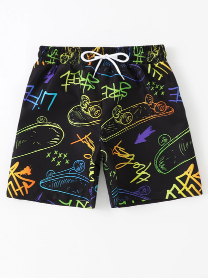 🛹 Shorts de Natación Infantil – Skate & Letra