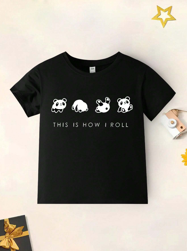🐼 Camiseta Infantil – “This Is How I Roll