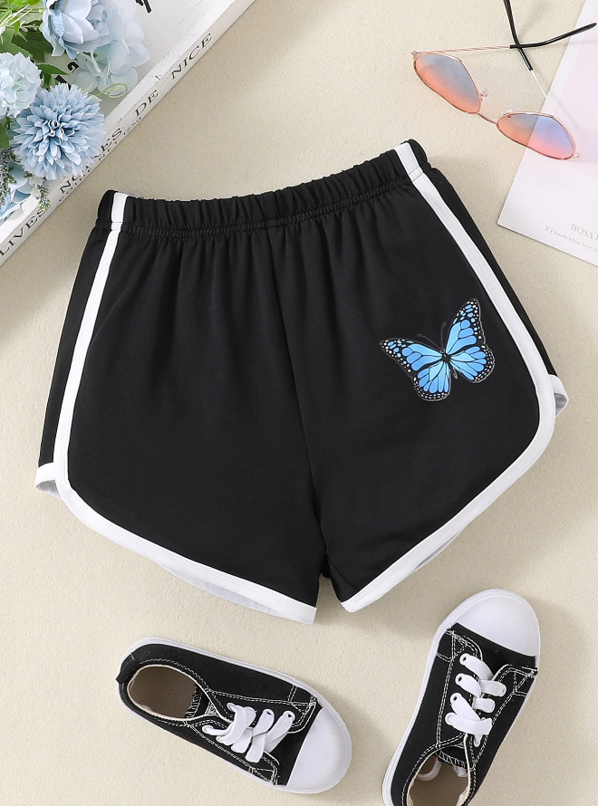 🦋 Shorts Deportivos Infantiles – Mariposa + Unión en Contraste