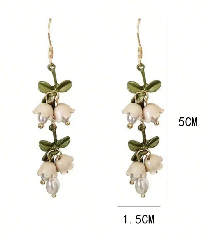 🌼 Pendientes Florales – Diseño Natural con Perlas