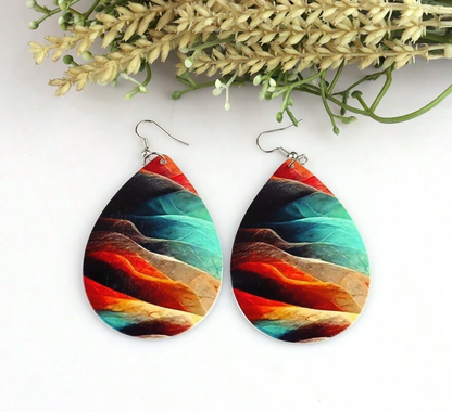🎨 Colección Gotitas Abstractas – Pendientes de Madera Multicolor