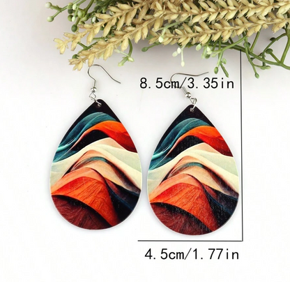 🎨 Colección Gotitas Abstractas – Pendientes de Madera Multicolor