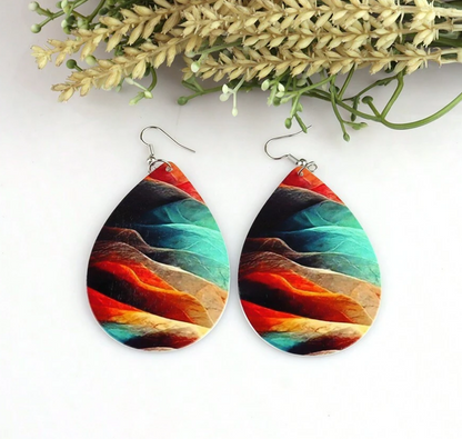🎨 Colección Gotitas Abstractas – Pendientes de Madera Multicolor