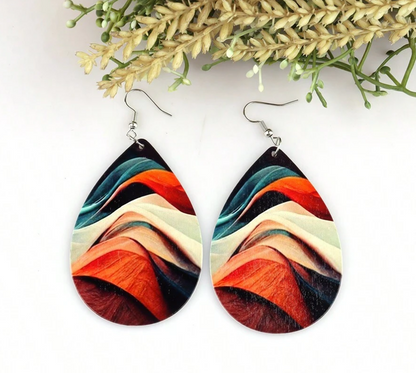 🎨 Colección Gotitas Abstractas – Pendientes de Madera Multicolor