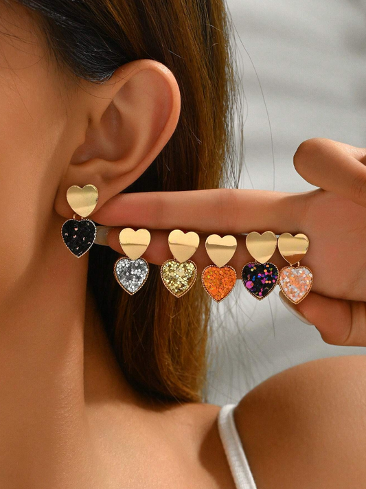 💖 Pendientes Corazón – Vintage & Brillo Fantasía