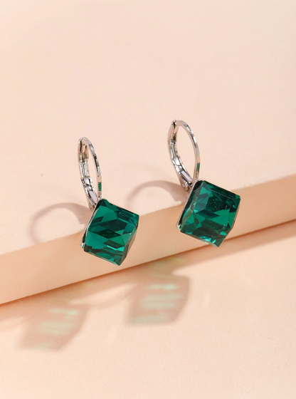 💚 Pendientes Geométricos – Cristal & Marco Irregular