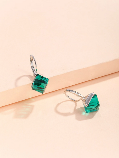 💚 Pendientes Geométricos – Cristal & Marco Irregular