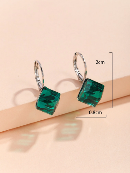 💚 Pendientes Geométricos – Cristal & Marco Irregular