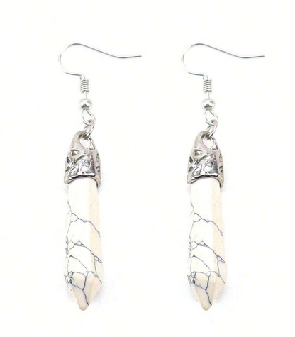 🔮 Pendientes Cristal – Punta Doble & Marco Plateado