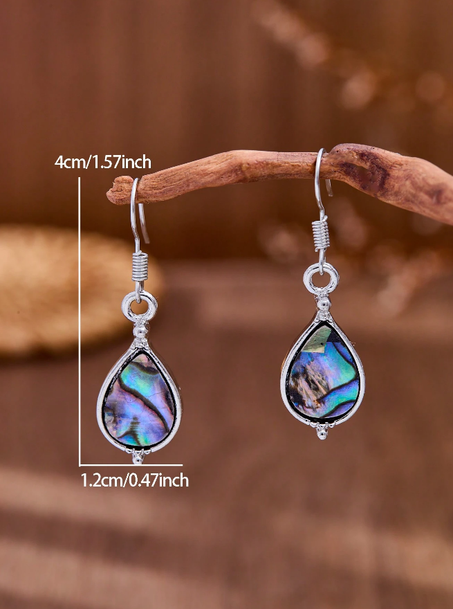 🐚 Pendientes Shell – Gota de Agua & Marco Plateado