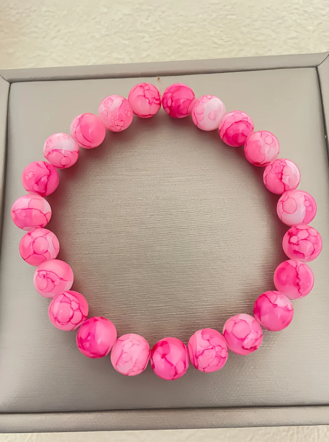 🌸 Pulsera de Jaspe Rosa Marmolado