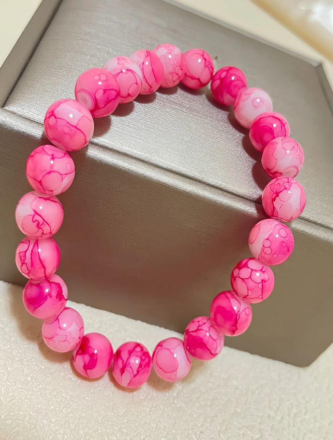 🌸 Pulsera de Jaspe Rosa Marmolado