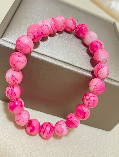 🌸 Pulsera de Jaspe Rosa Marmolado