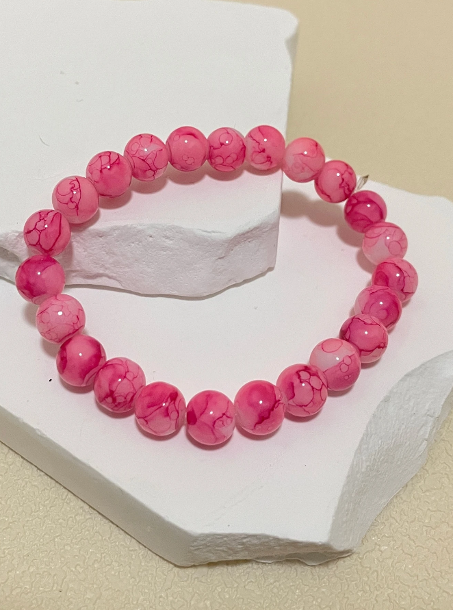 🌸 Pulsera de Jaspe Rosa Marmolado