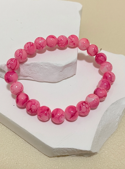 🌸 Pulsera de Jaspe Rosa Marmolado