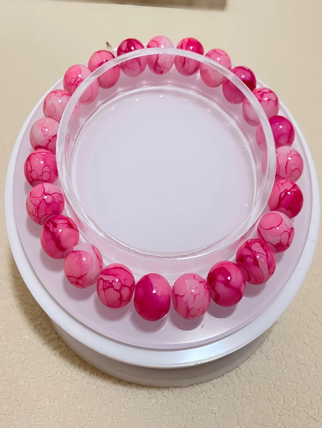 🌸 Pulsera de Jaspe Rosa Marmolado